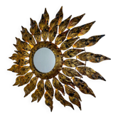 Sunburst wall mirror light – gilt metal, France 1960s
