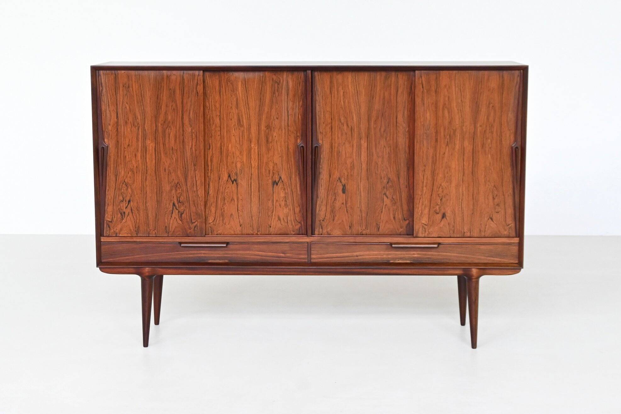 Gunni Omann highboard model 13 in rosewood Omann Jun Denmark 1960