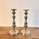Pair of Silver-Plated Metal Candle Holders with Fluted Design in Louis XVI Style from the 19th Century