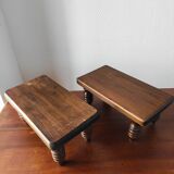Pair of vintage solid wood footrests
