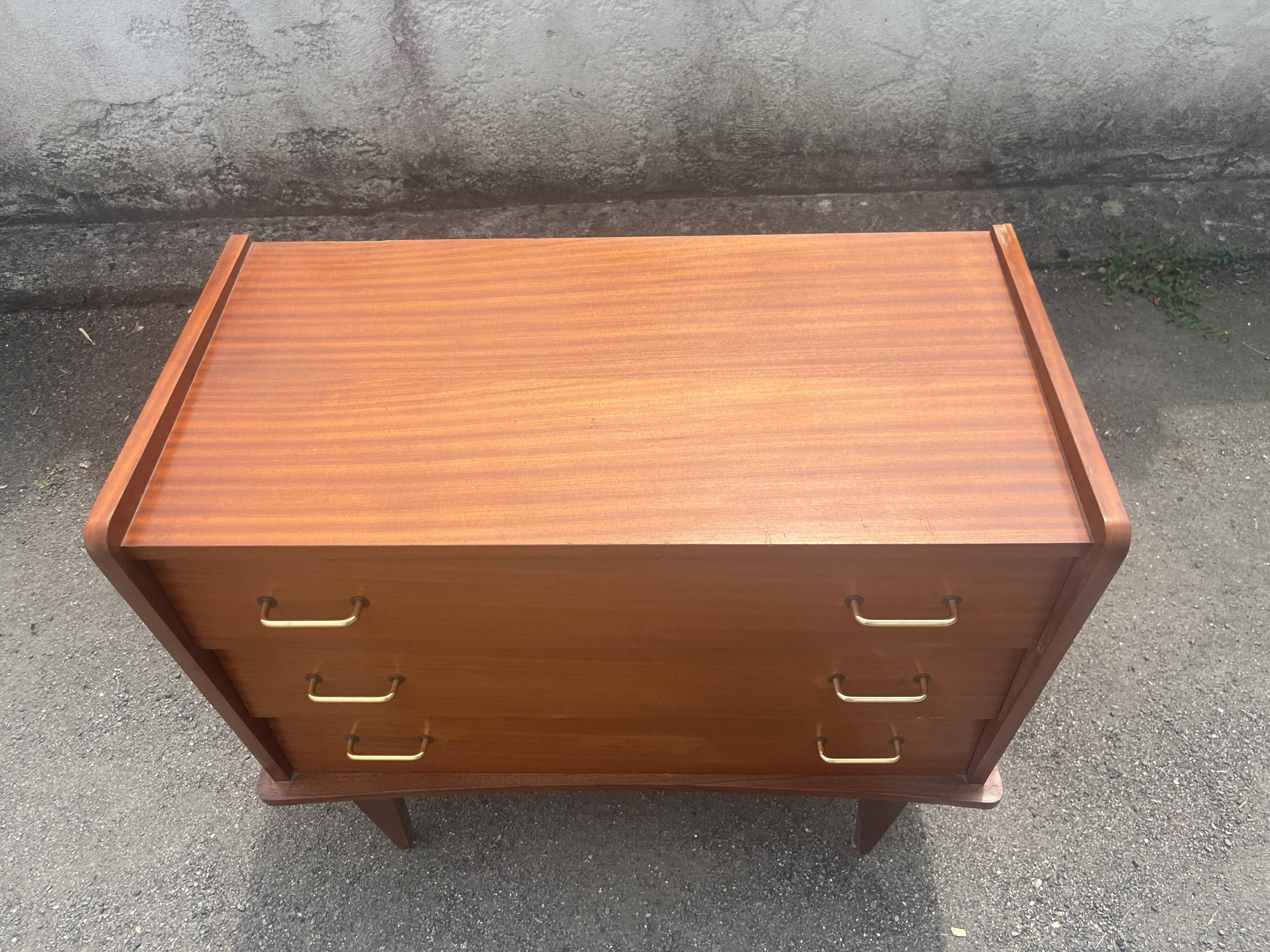 Commode vintage 3 tiroirs poignées années 60
