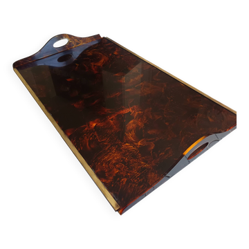 Exceptional XXL tray Christian Dior Home 1970 – lucite tortoiseshell effect