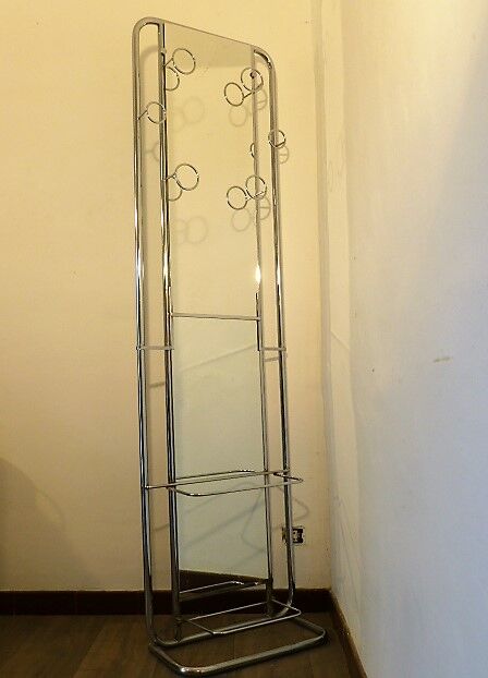 Chrome metal wall coatrack 1960