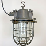 Grey Industrial Cast Iron Cage Pendant Light, 1960s
