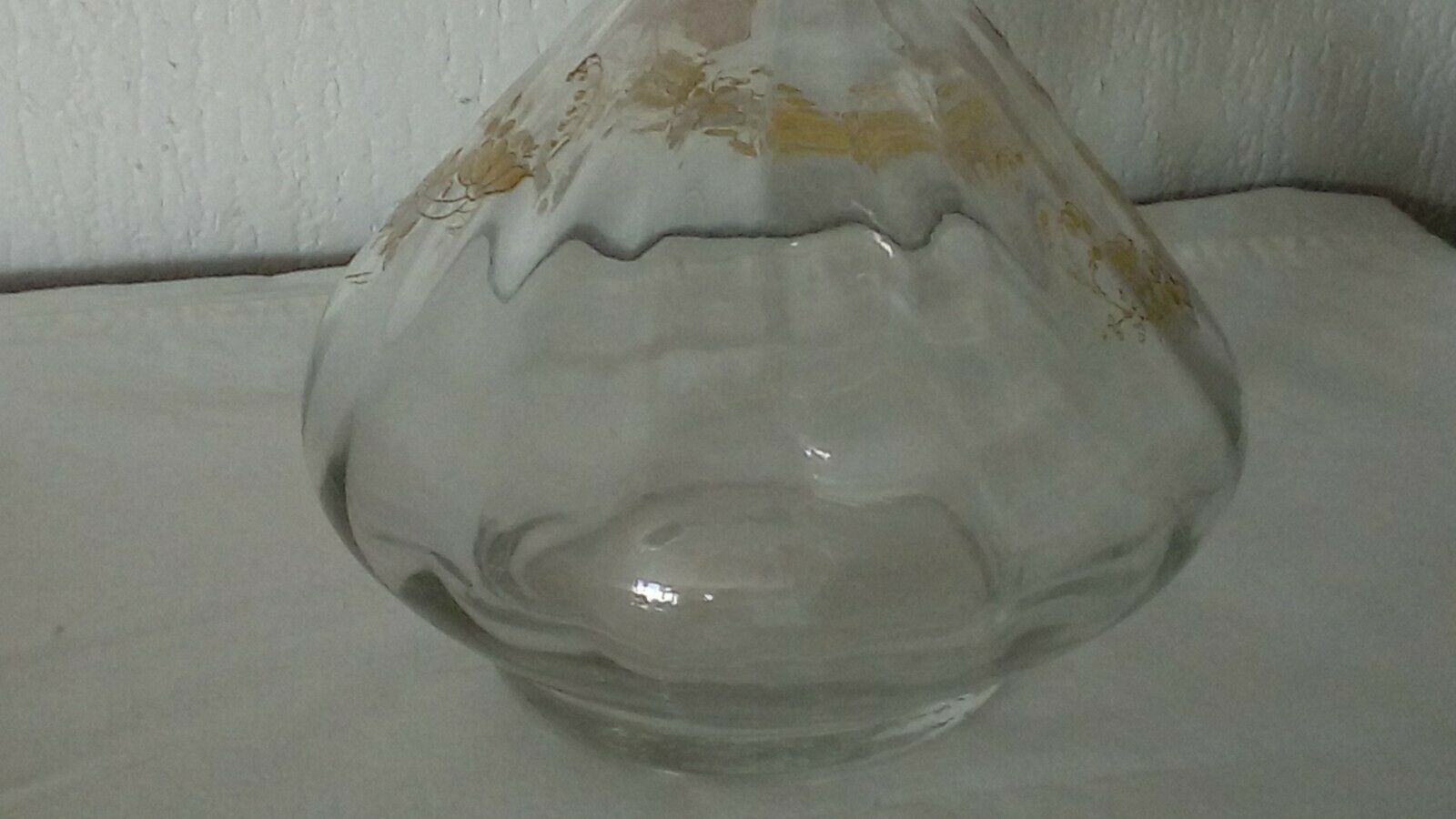 Glass carafe with enamel, enamelled fat, Art Nouveau period.