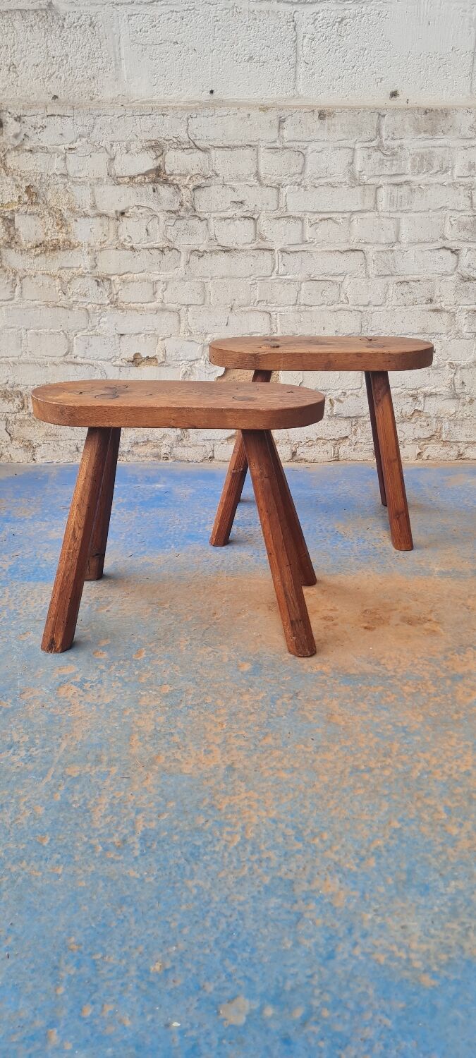 Pair of solid oak stools