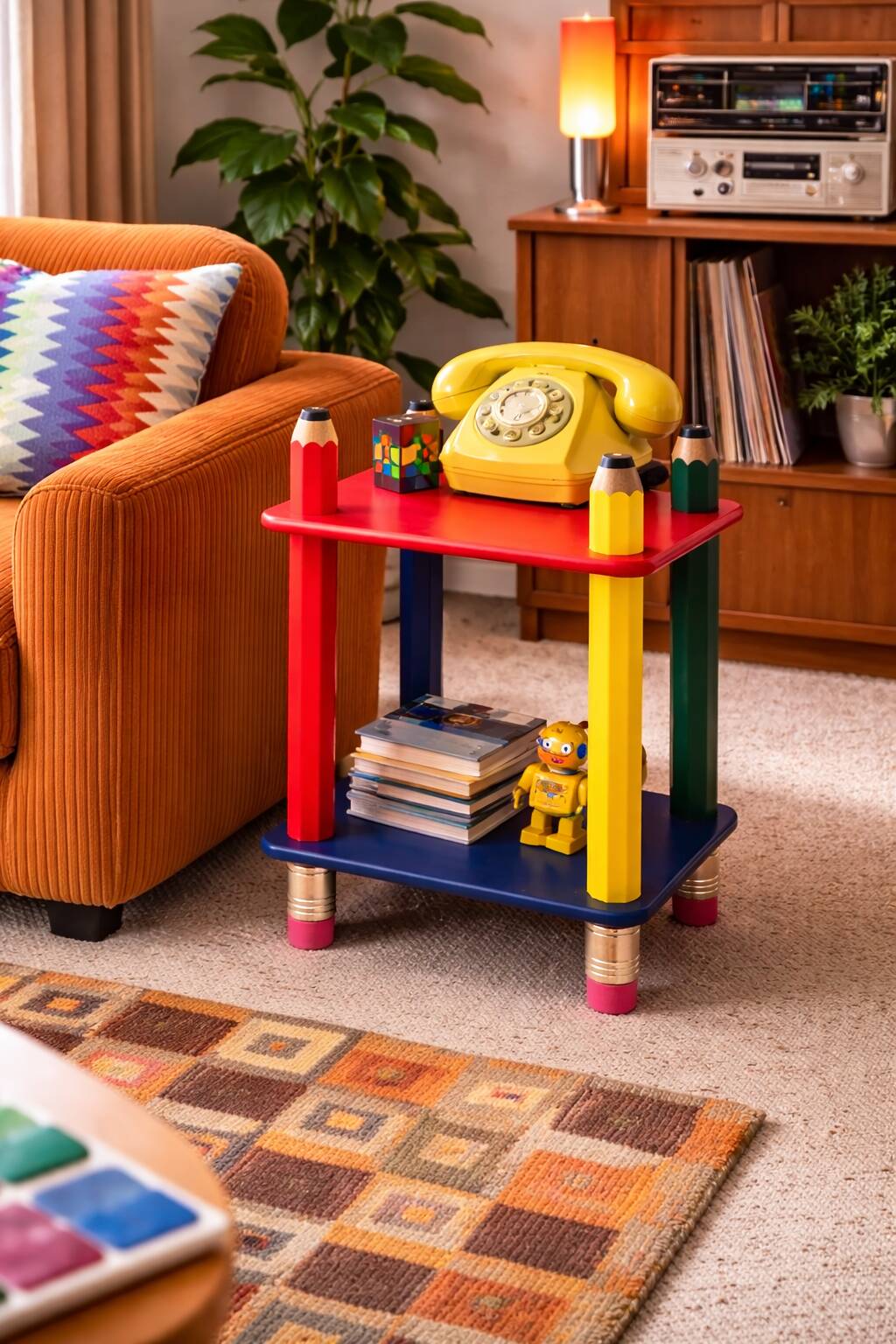 Post-modern table "Crayons de couleur" by Pierre Sala, design France