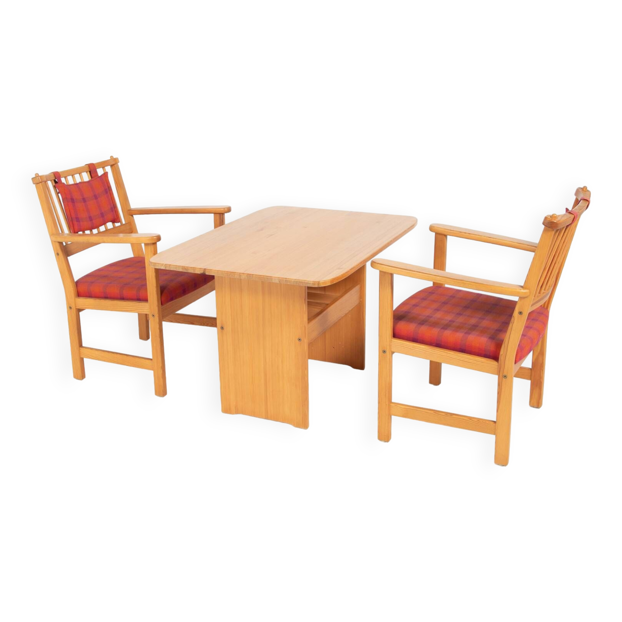 Yngve Ekstrom ‘Furubo’ armchairs with a table produced by Swedese, 1970’s