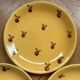 Hand painted yellow peach pattern plates - portugal