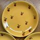 Hand painted yellow peach pattern plates - portugal