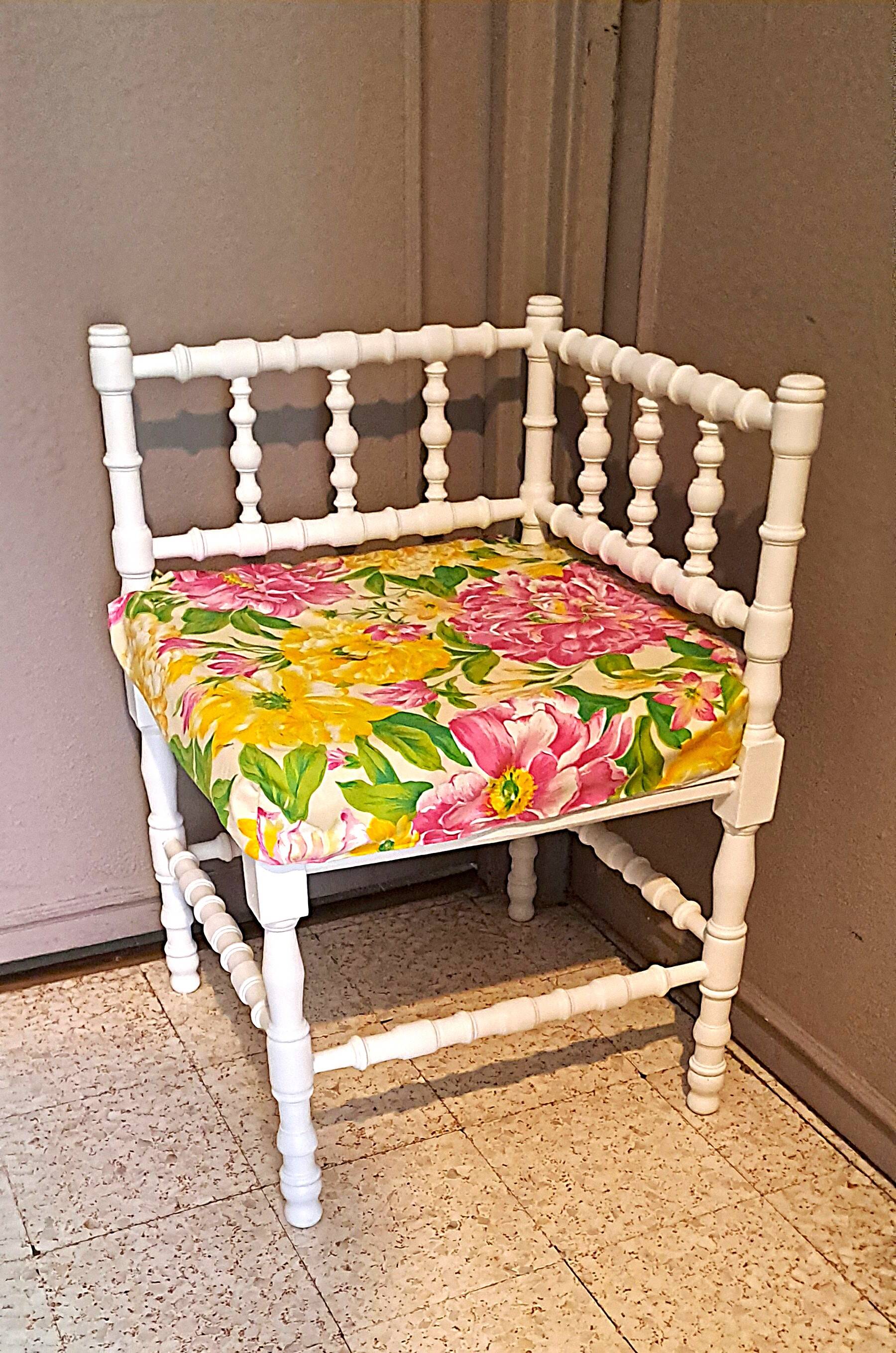 Fabric and wood corner armchair, comfort, relax, 1920s