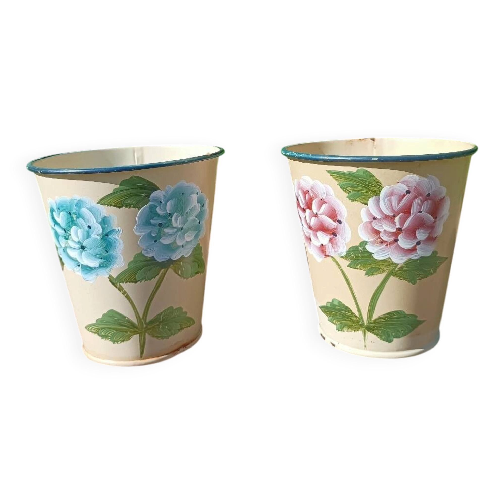 Pots de fleurs métalliques peint main