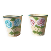 Hand-painted metal flower pots
