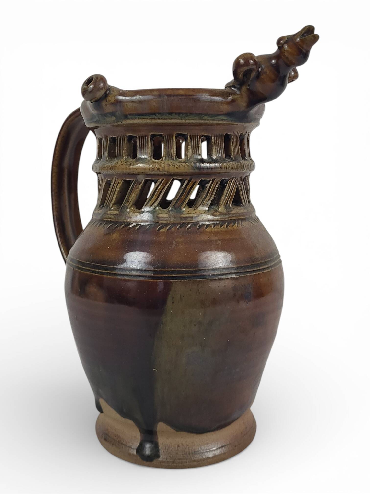 Deceptive pitcher in stoneware signed Jean-Claude Seguin (1954-)