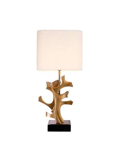 Pair of patinated brass table lamps with black granite base.