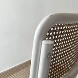 Cesca B32 vintage design chair in white metal and cane by Marcel Breuer