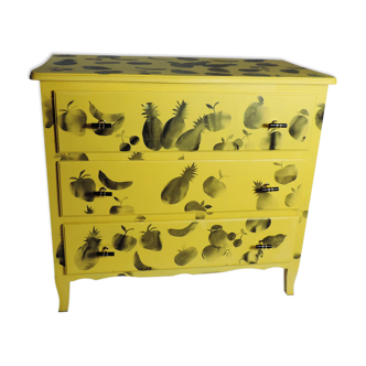 Yellow chest of drawers theme Fruits