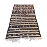 Tapis kilim noir et blanc  rayé, tapis marocain 150/90cm