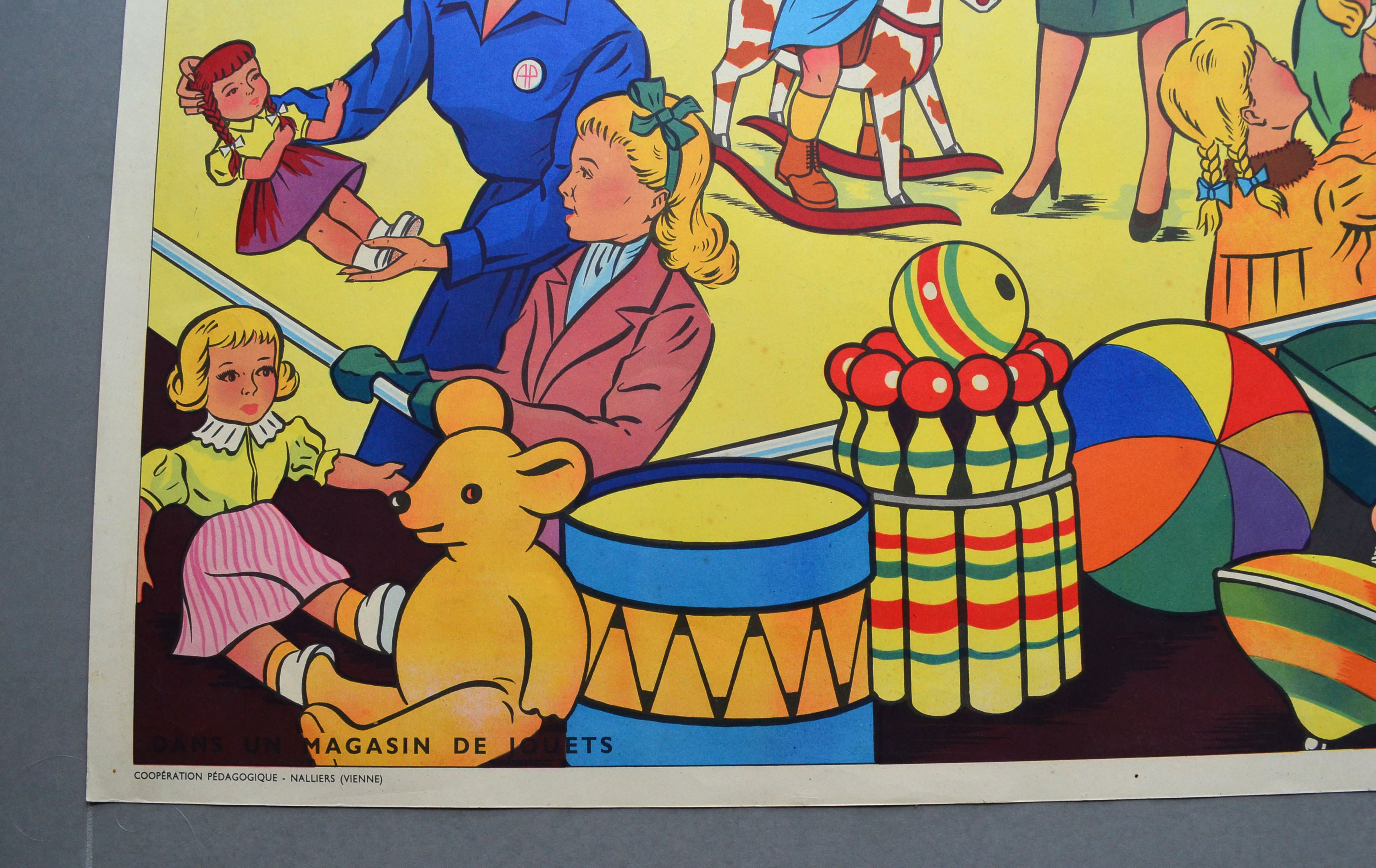 Rossignol educational school poster front and back "the fire" and "the toy store"