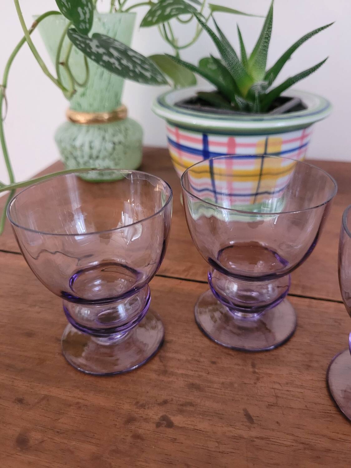 Set of 4 small purple glasses