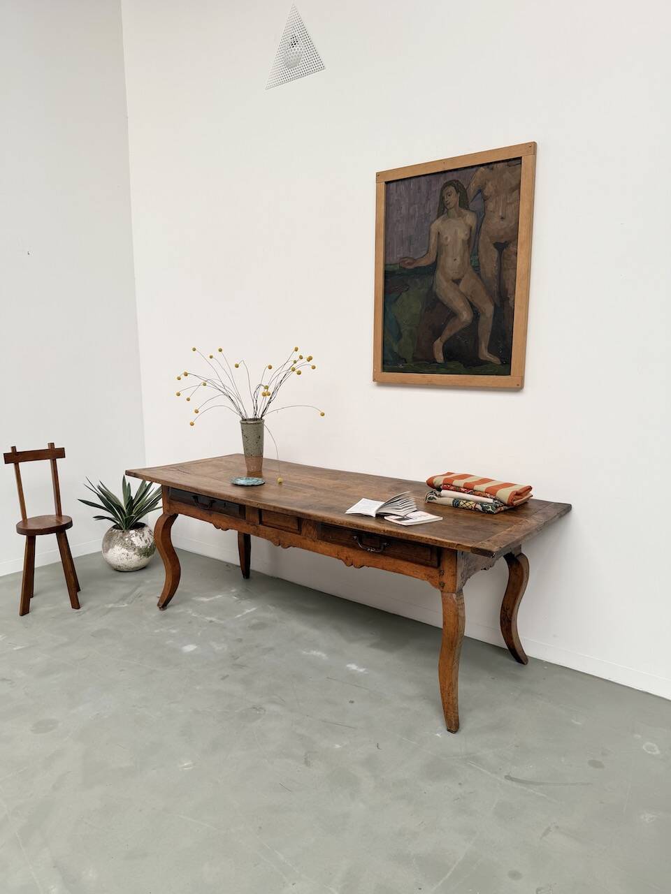 19th century walnut drapery table 2m1