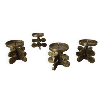 Italian Brutalist Candle Holders by Guiseppe Gallo for Gallo, 1960s, Set of 2