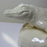 Large ancient crocodile Sarreguemines pottery Art Deco 1930s
