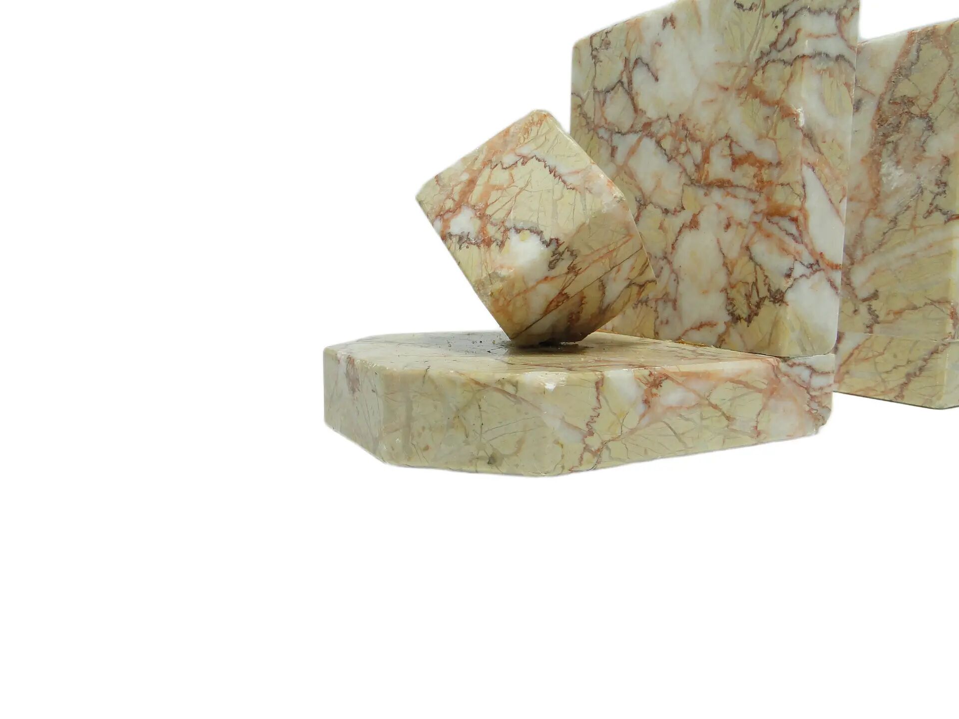 Pair of bookends, Art Deco, beige marble, Germany, 1930s.