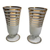 Paire de vases granité et liserés dorés années 60