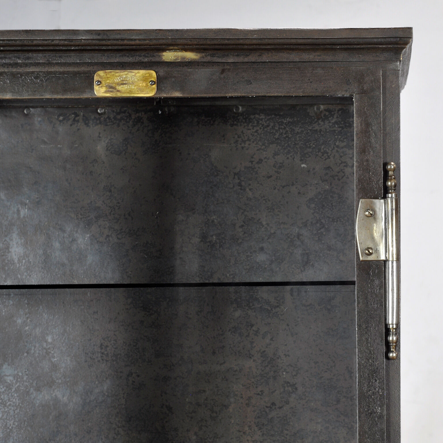 Polished iron medical cabinet, 1910s