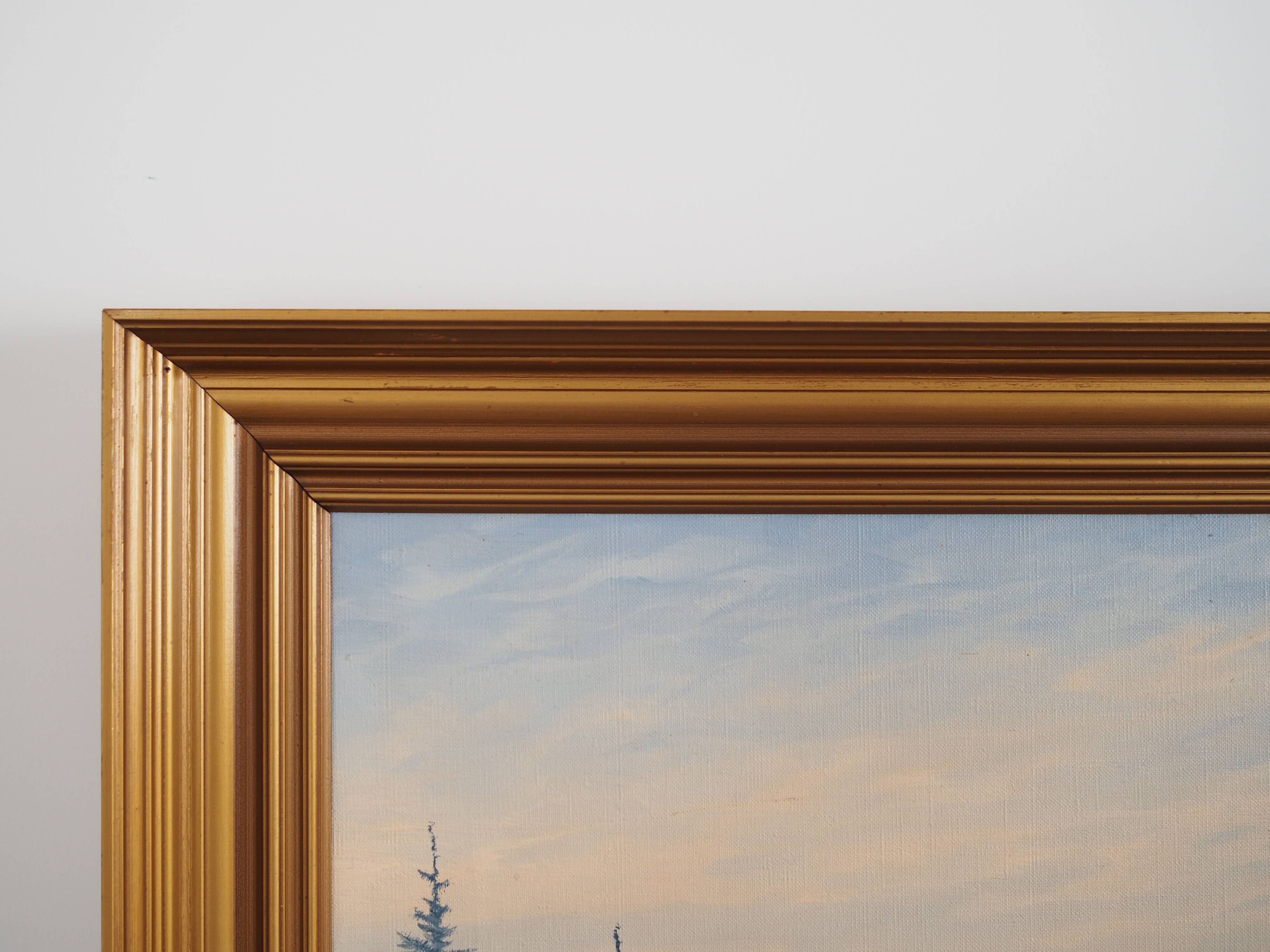 Peinture « Deux cerfs au bord de l'eau », design danois, années 1960, de Wolmer Zier