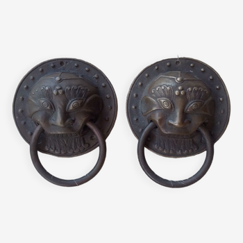 Pair of Asian bronze door knockers