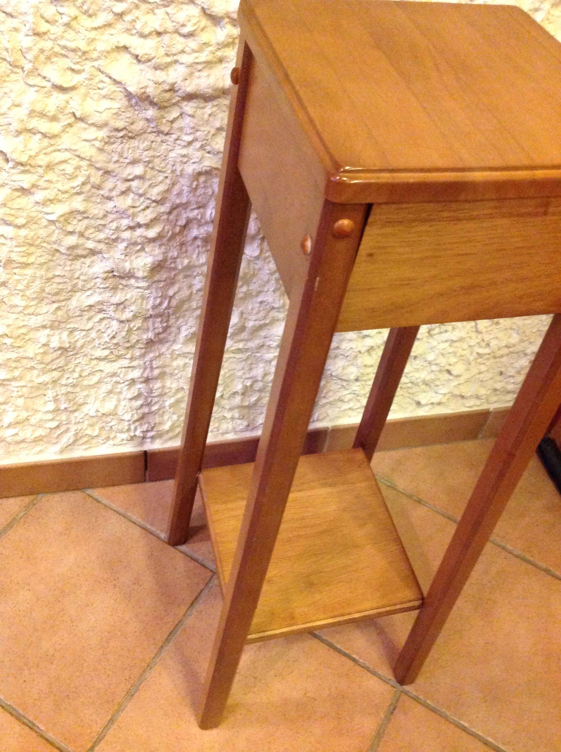 Square plant holder in light wood / 70s-80s