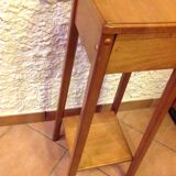 Square plant holder in light wood / 70s-80s