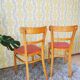 Vintage Wooden Dining Chair: Red Leather Seat, Mid-Century Modern
