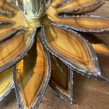 Applique murale fleur metal doré vintage