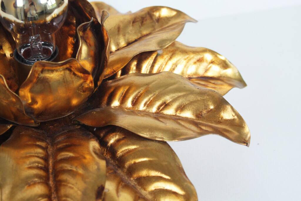 Wonderful large gilded Florentine flush mount light by Masca