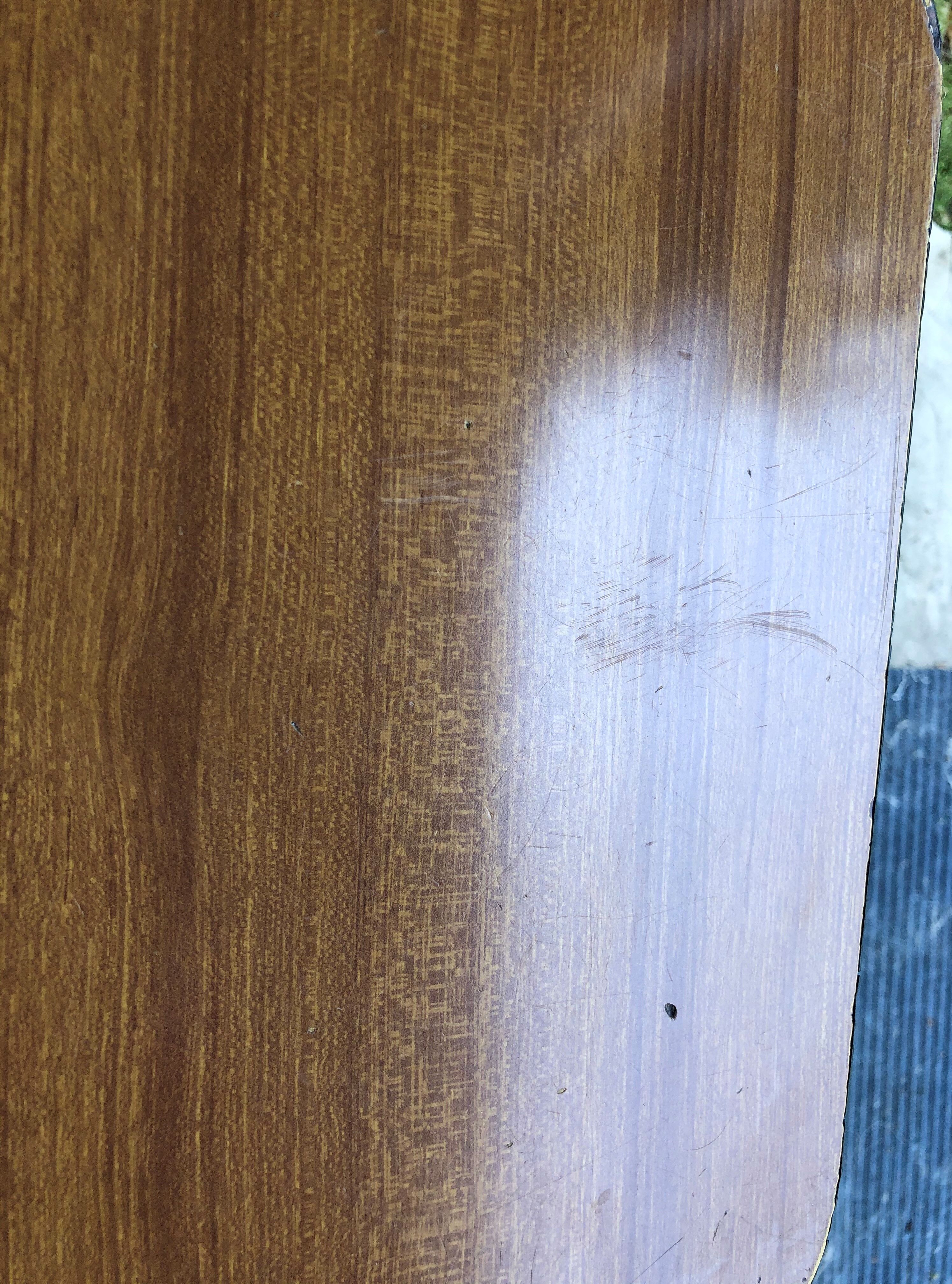 Duo of chairs in formica imitation brown wood and eiffel feet