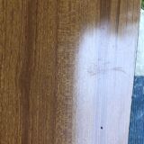 Duo of chairs in formica imitation brown wood and eiffel feet