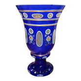 Large blue enamelled glass chalice (Bohemian glass 20th century)