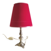 Table lamp in gilded brass and red velvet - mid 20th century.
