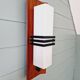 Scandinavian wall light in opaline and teak, 1960s