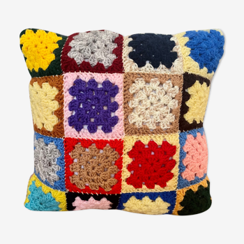 Coussin vintage en patchwork de laine