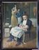 Painting chromo 1900 elegant parisian family scene and papa bottle