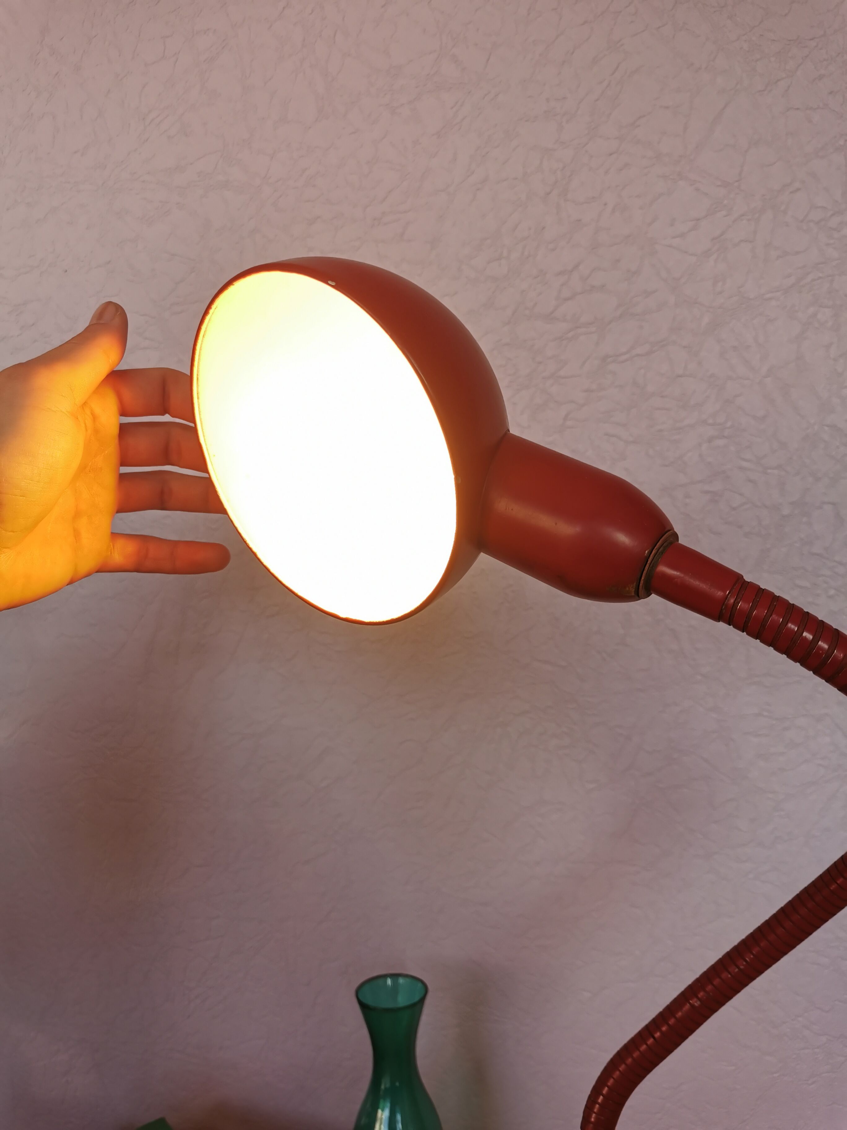 Burgundy flexible casserole lamp, 1960