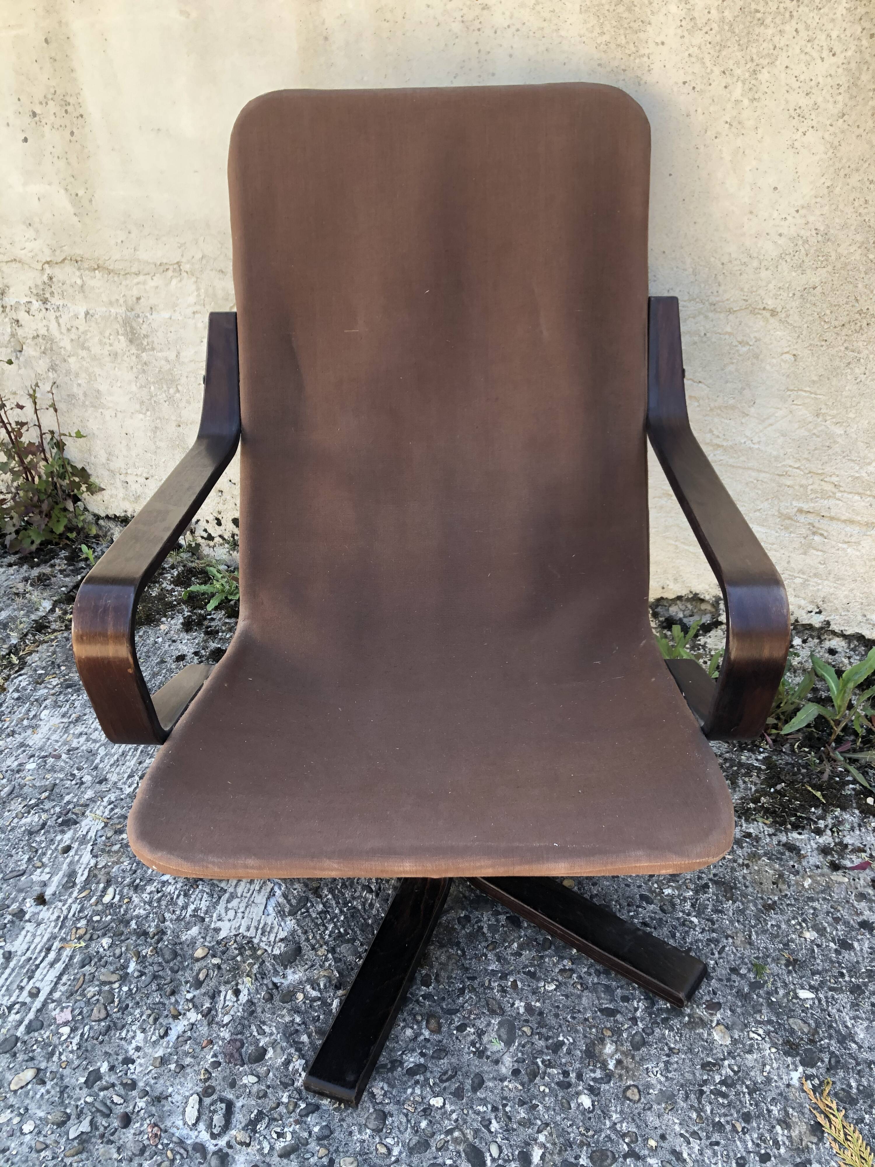 Vintage leather lounge armchair 60s