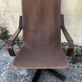 Vintage leather lounge armchair 60s