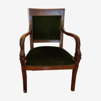 Fauteuil empire en acajou massif