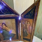 Vintage wooden religious triptych
