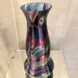 Multilayer glass vase with irised reflections
